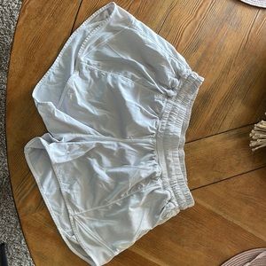 White lululemon athletic shorts.